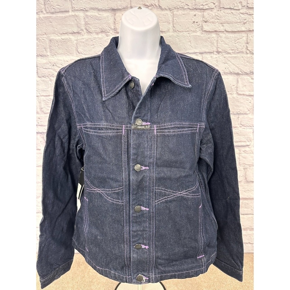 MARITHE FRANCOIS GIRBAUD Vintage Womens‎ L Berry Denim X-Frame Jeans Jacket